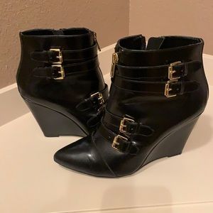 Genuine leather wedge boots
